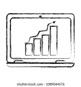 grunge graphic statistics bar growing inside laptop