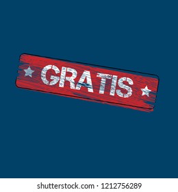 grunge gratis stamp,emblem, label, badge. vector illustration