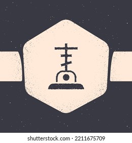 Grunge Grave with cross icon isolated on grey background. Monochrome vintage drawing. Vector