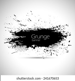 Grunge gray banners with splash texture. Vector illustration