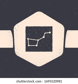 Grunge Great Bear constellation icon isolated on grey background. Monochrome vintage drawing. Vector Illustration