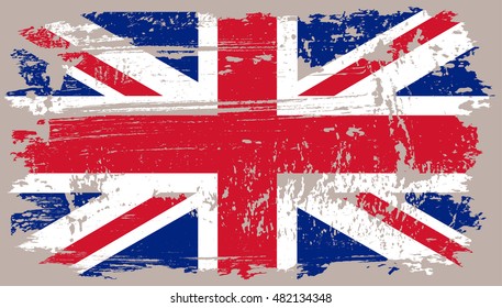 Grunge Great Britain flag.Old British flag.Vector template. 