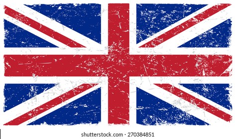 Grunge Great Britain flag.British flag with grunge texture.Vector template. 