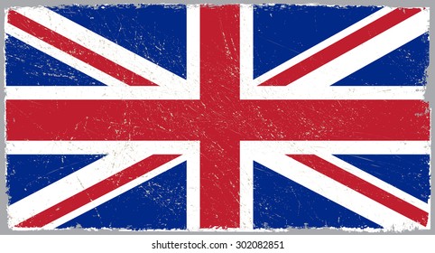 Grunge Great Britain flag.British flag with grunge texture.Vector template. 