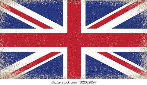 Grunge Great Britain flag.British flag with grunge texture.Vector template. 