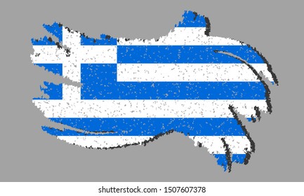 Grunge Greece flag, Greece flag with shadow on isolated background, vector illustration