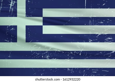 Grunge Greece flag. Greece flag with waving grunge texture. Vector background.