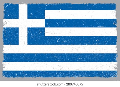 Grunge Greece flag.Greek flag with grunge texture.Vector template.