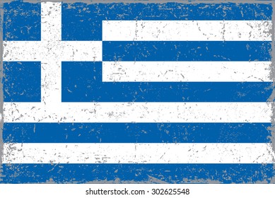 Grunge Greece flag.Greek flag with grunge texture.Vector template.
