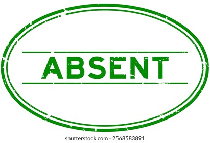 Grunge green absent word oval rubber seal stamp on white background