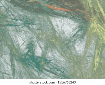 Grunge green abstract background on white backdrop. Rectangular horizontal medium rough design. Vector image.