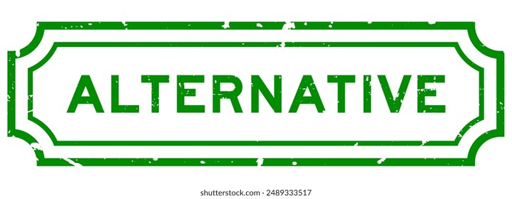 Grunge green alternative word rubber seal stamp on white background