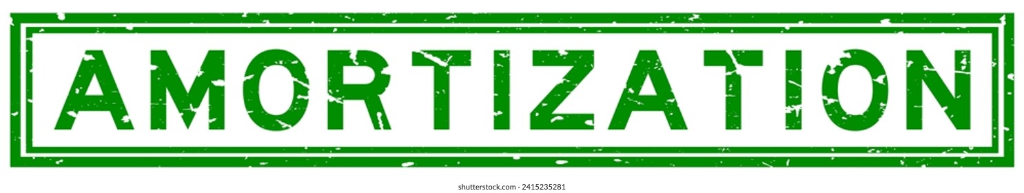 Grunge green amortization word square rubber seal stamp on white background