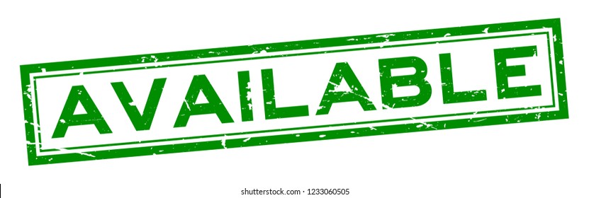 Grunge green available word square rubber seal stamp on white background