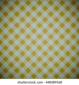 grunge green background with tartan pattern in vintage style (vector) 