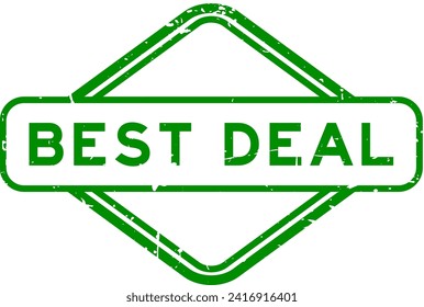 Grunge green best deal word rubber seal stamp on white background