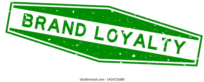 Grunge green brand loyalty word hexagon rubber seal stamp on white background