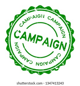 Grunge green campaign word round rubber seal stamp on white background