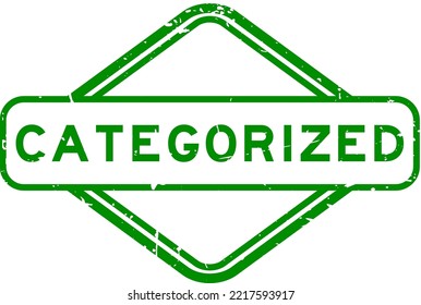 Grunge green categorized word rubber seal stamp on white background