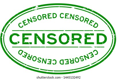 Grunge green censored word oval rubber seal stamp on white background