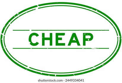 Grunge green cheap word oval rubber seal stamp on white background