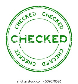 Grunge green checked round rubber stamp