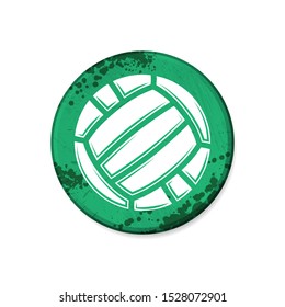 Grunge green circle board frame with ball silhouette isolated on white background