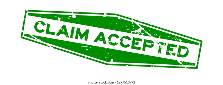 Grunge green claim accepted word hexagon rubber seal stamp on white background