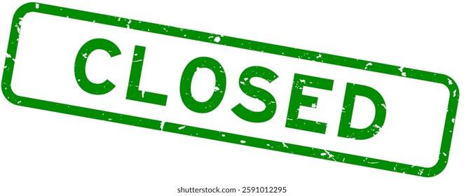 Grunge green closed word square rubber seal stamp on white background