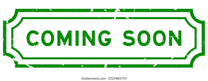 Grunge green coming soon word rubber seal stamp on white background