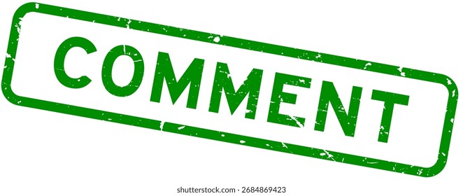 Grunge green comment word square rubber seal stamp on white background