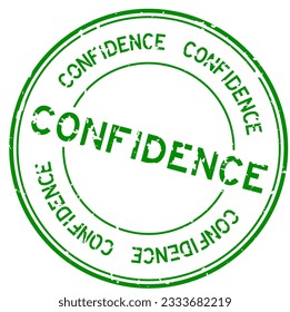 Grunge green confidence word round rubber seal stamp on white background