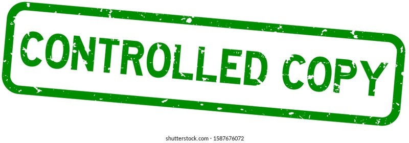 Grunge green controlled copy word square rubber seal stamp on white background
