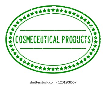 Grunge green cosmeceutical word rubber seal stamp on white background