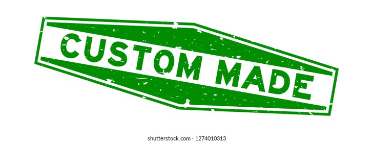 Grunge green custom made word hexagon rubber seal stamp on white background