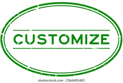 Grunge green customize word oval rubber seal stamp on white background