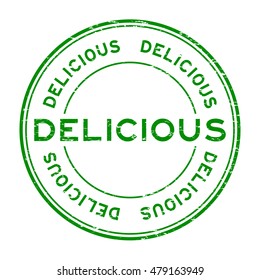 Grunge green delicious rubber stamp