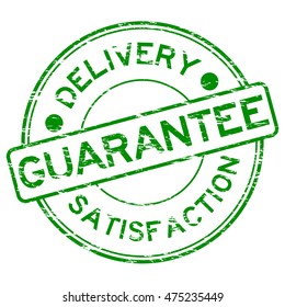 Grunge green delivery satisfaction and guarantee wording rubber stamp