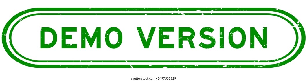 Grunge green demo version word rubber seal stamp on white background