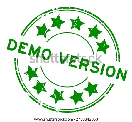 Grunge green demo version word round rubber seal stamp on white background
