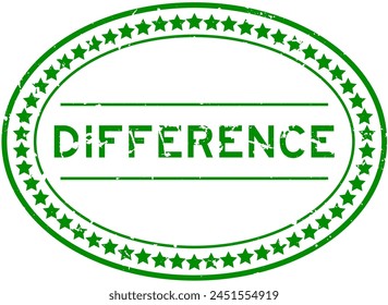 Grunge green difference word oval rubber seal stamp on white background
