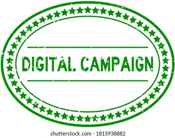 Grunge green digital campaign word oval rubber seal stamp on white background