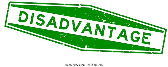 Grunge green disadvantage word hexagon rubber seal stamp on white background