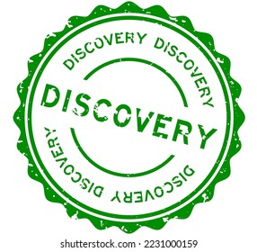 Grunge green discovery word round rubber seal stamp on white background
