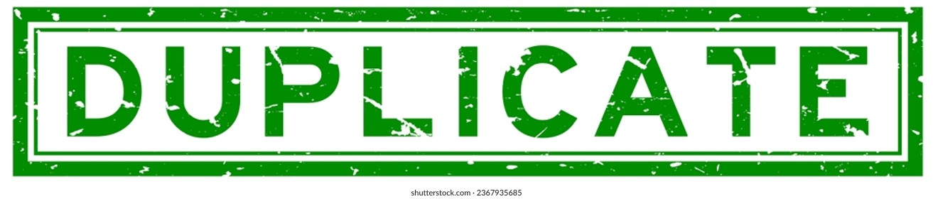 Grunge green duplicate word square rubber seal stamp on white background