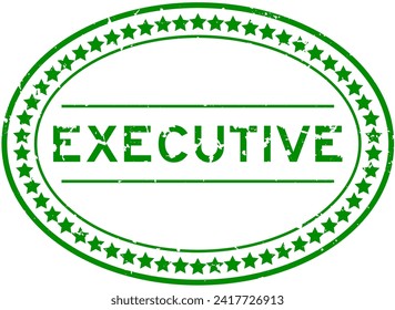 Grunge green executive word oval rubber seal stamp on white background