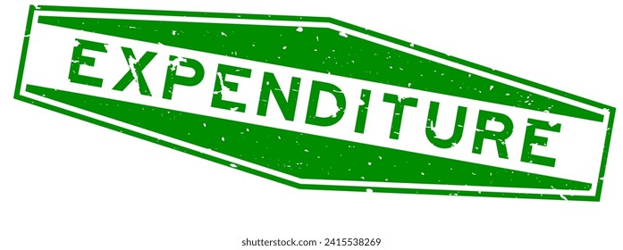 Grunge green expenditure word hexagon rubber seal stamp on white background