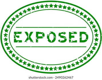 Grunge green exposed word oval rubber seal stamp on white background