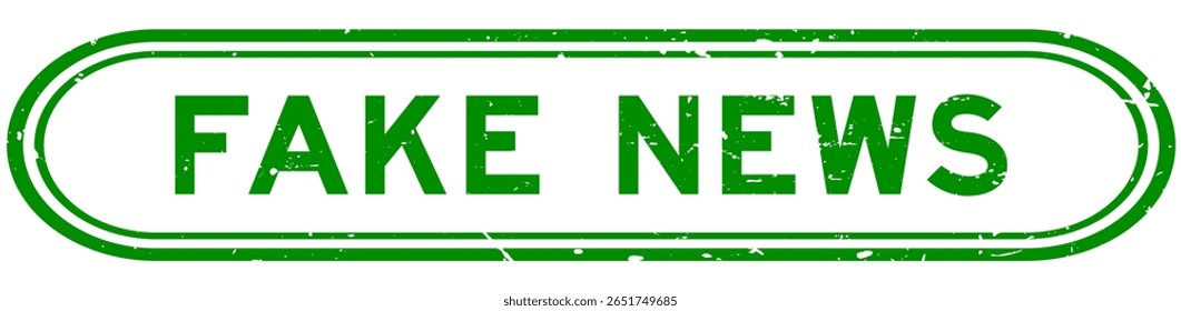 Grunge green fake news word rubber seal stamp on white background