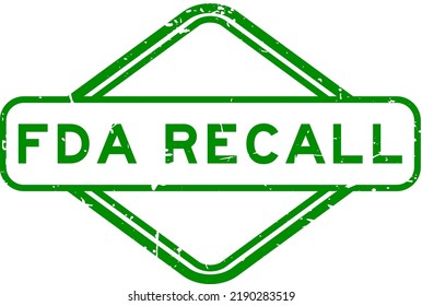 Grunge Green FDA Recall Word Rubber Square Seal Stamp On White Background